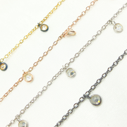 Cubic Zirconia Round 3mm Shape Dangle Chain.